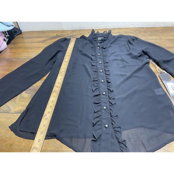 Double D Ranch Ruffled Tuxedo Button-Up Long Sleeve Blouse Medium NWT - Picture 10 of 15